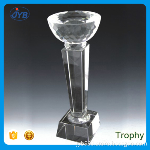high end custom shaped crystal k9 bow top trophy cup